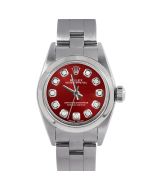 Rolex Oyster Perpetual 24 mm Stainless Steel 6700-SS-RED-DIA-AM-SMT-OYS