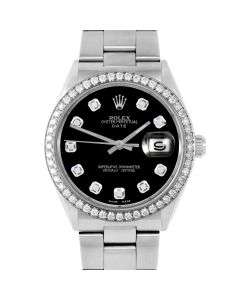 Rolex Date 34 mm Stainless Steel 1500-SS-BLK-DIA-AM-BDS-OYS