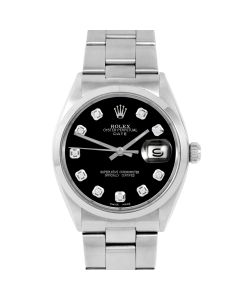 Rolex Date 34 mm Stainless Steel 1500-SS-BLK-DIA-AM-SMT-OYS