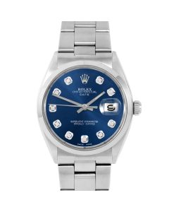 Rolex Date 34 mm Stainless Steel 1500-SS-BLU-DIA-AM-SMT-OYS