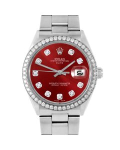 Rolex Date 34 mm Stainless Steel 1500-SS-RED-DIA-AM-BDS-OYS