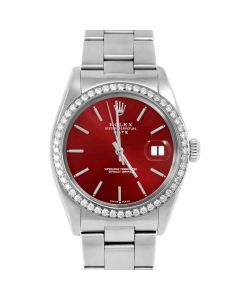 Rolex Date 34 mm Stainless Steel 1500-SS-RED-STK-BDS-OYS