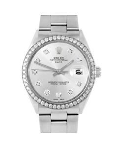 Rolex Date 34 mm Stainless Steel 1500-SS-SLV-DIA-AM-BDS-OYS