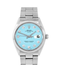 Rolex Date 34 mm Stainless Steel 1500-SS-TRQ-DIA-AM-SMT-OYS