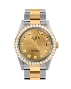 Rolex Date 34 mm Two Tone 1500-TT-CHM-DIA-AM-2CT-OYS