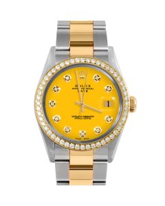 Rolex Date  mm Two Tone 1500-TT-YLW-DIA-AM-BDS-OYS