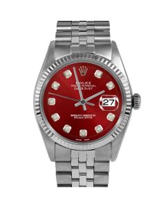 Rolex Datejust 36 mm Stainless Steel 1601-SS-RED-DIA-AM-FLT-JBL
