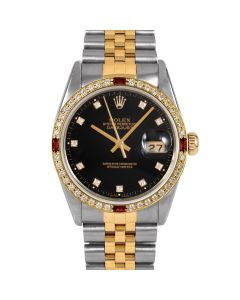 Rolex Datejust 36 mm Two Tone 16013-BLK-DIA-OLD-4RBY-JBL
