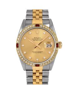 Rolex Datejust 36 mm Two Tone 16013-CHM-DIA-OLD-4RBY-JBL
