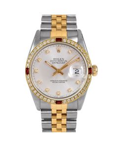 Rolex Datejust 36 mm Two Tone 16013-SLV-DIA-OLD-4RBY-JBL