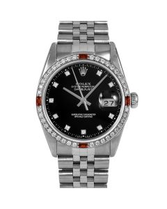 Rolex Datejust 36 mm Stainless Steel 16014-BLK-DIA-OLD-4RBY-JBL