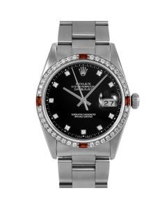 Rolex Datejust 36 mm Stainless Steel 16014-BLK-DIA-OLD-4RBY-OYS