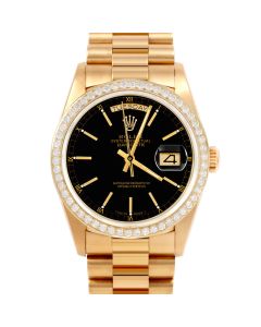 Rolex Day Date 36 mm Yellow Gold 18038-BLK-STK-BDS-PRS