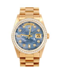 Rolex Day Date 36 mm Yellow Gold 18038-BLMOP-DIA-AM-BDS-PRS