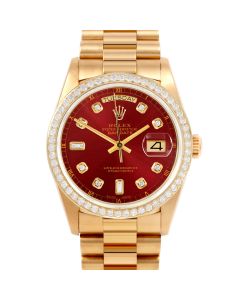 Rolex Day Date 36 mm Yellow Gold 18038-RED-DIA-AM-BDS-PRS