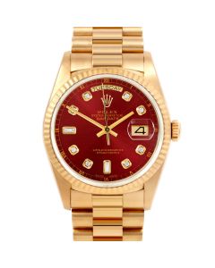 Rolex Day Date 36 mm Yellow Gold 18038-RED-DIA-AM-FLT-PRS