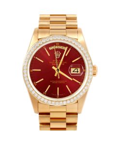 Rolex Day Date 36 mm Yellow Gold 18038-RED-STK-BDS-PRS