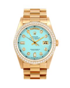 Rolex Day Date 36 mm Yellow Gold 18038-TRQ-DIA-AM-BDS-PRS