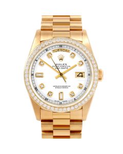Rolex Day Date 36 mm Yellow Gold 18038-WHT-DIA-AM-BDS-PRS