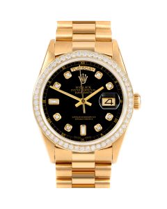 Rolex Day Date 36 mm Yellow Gold 18238-BLK-DIA-AM-BDS-PRS