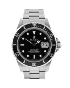 Rolex Mens Stainless Steel Submariner Mens 40 mm 16610 with Black Index Dial on Stainless Steel Rolex Oyster Band 