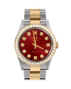 Rolex Air King  mm Two Tone 5500-TT-RED-DIA-AM-2CT-OYS