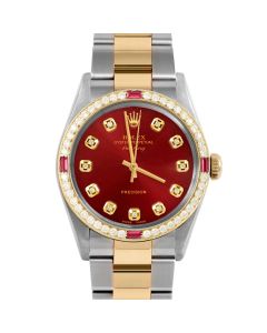 Rolex Air King  mm Two Tone 5500-TT-RED-DIA-AM-4RBY-OYS