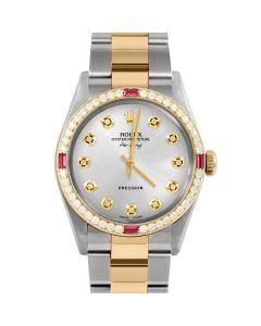 Rolex Air King  mm Two Tone 5500-TT-SLV-DIA-AM-4RBY-OYS