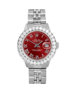 Rolex Datejust 26mm Stainless Steel 6517-SS-RED-ROM-2CT-JBL-FD