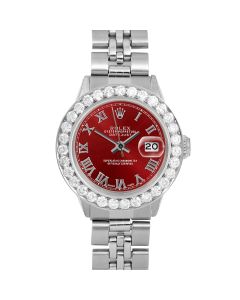 Rolex Datejust 26mm Stainless Steel 6517-SS-RED-ROM-2CT-JBL-OV