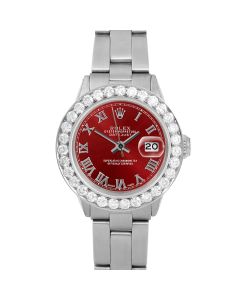 Rolex Datejust 26mm Stainless Steel 6517-SS-RED-ROM-2CT-OYS-FD