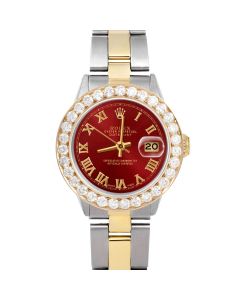 Rolex Datejust 26mm Two Tone 6517-TT-RED-ROM-2CT-OYS-FD