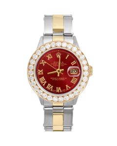 Rolex Datejust 26mm Two Tone 6517-TT-RED-ROM-2CT-OYS-RV