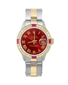 Rolex Datejust 26mm Two Tone 6517-TT-RED-ROM-4RBY-OYS-RV