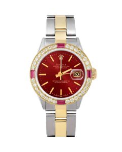 Rolex Datejust 26mm Two Tone 6517-TT-RED-STK-4RBY-OYS-FD