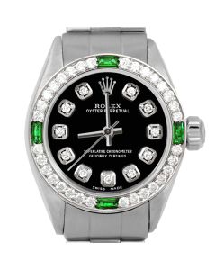 Rolex Oyster Perpetual 24mm Stainless Steel 6700-SS-BLK-DIA-AM-4EMD-OYS-FD