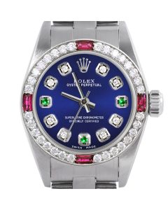 Rolex Oyster Perpetual 24mm Stainless Steel 6700-SS-BLU-8D3E-4RBY-OYS