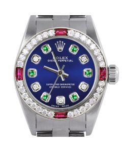 Rolex Oyster Perpetual 24mm Stainless Steel 6700-SS-BLU-ADE-4RBY-OYS