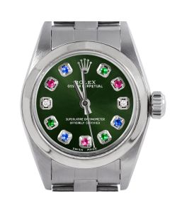 Rolex Oyster Perpetual 24mm Stainless Steel 6700-SS-GRN-ERDS-SMT-OYS