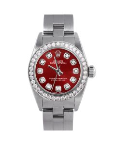 Rolex Oyster Perpetual 24 mm Stainless Steel 6700-SS-RED-DIA-AM-BDS-OYS