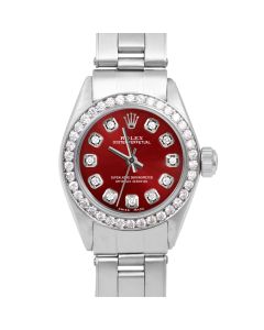 Rolex Oyster Perpetual 24 mm Stainless Steel 6700-SS-RED-DIA-AM-BDS-OYS-RV