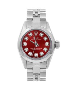 Rolex Oyster Perpetual 24 mm Stainless Steel 6700-SS-RED-DIA-AM-SMT-JBL-FD