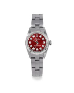 Rolex Oyster Perpetual 24mm Stainless Steel 6700-SS-RED-DIA-AM-SMT-OYS