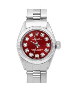 Rolex Oyster Perpetual 24mm Stainless Steel 6700-SS-RED-DIA-AM-SMT-OYS-RV