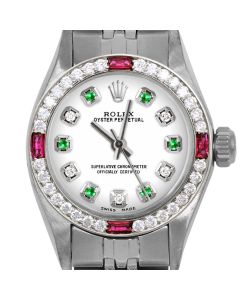 Rolex Oyster Perpetual 24mm Stainless Steel 6700-SS-WHT-ADE-4RBY-JBL