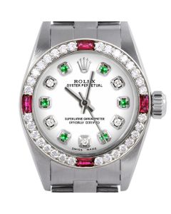 Rolex Oyster Perpetual 24mm Stainless Steel 6700-SS-WHT-ADE-4RBY-OYS