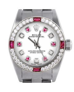 Rolex Oyster Perpetual 24mm Stainless Steel 6700-SS-WHT-ADR-4RBY-OYS