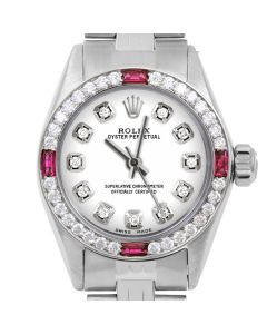 Rolex Oyster Perpetual 24mm Stainless Steel 6700-SS-WHT-DIA-AM-4RBY-JBL-FD