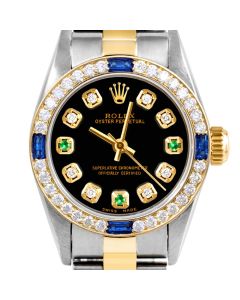 Rolex Oyster Perpetual 24mm Two Tone 6700-TT-BLK-8D3E-4SPH-OYS