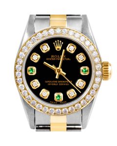 Rolex Oyster Perpetual 24mm Two Tone 6700-TT-BLK-8D3E-BDS-OYS